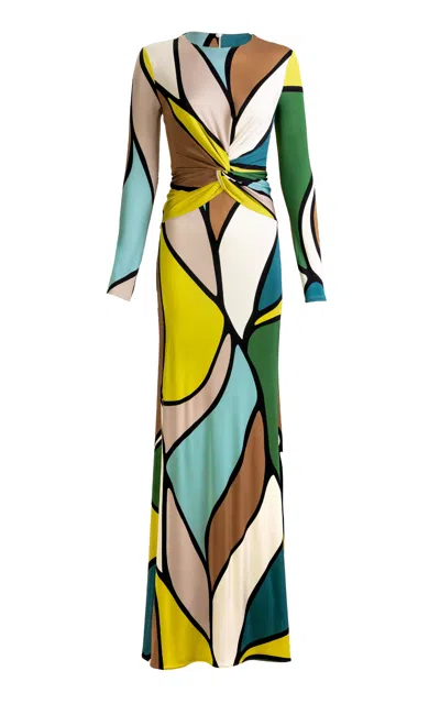 Silvia Tcherassi Lucian Twisted Jersey Maxi Dress In Multi