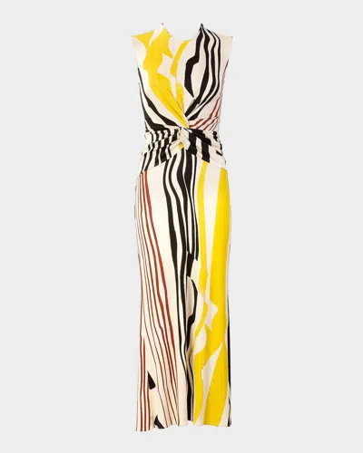 Silvia Tcherassi Luna Abstract-print Twisted Cutout Midi Dress In Multi