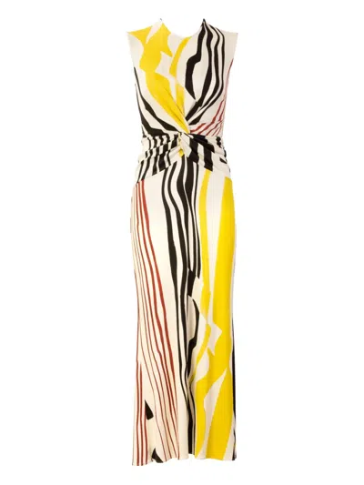 Silvia Tcherassi Luna Striped-detail Knotted Midi Dress In Multi