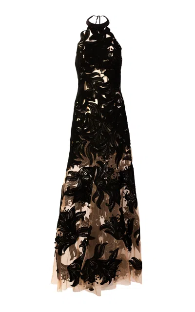 Silvia Tcherassi Mab Sheer Halter Dress In Black