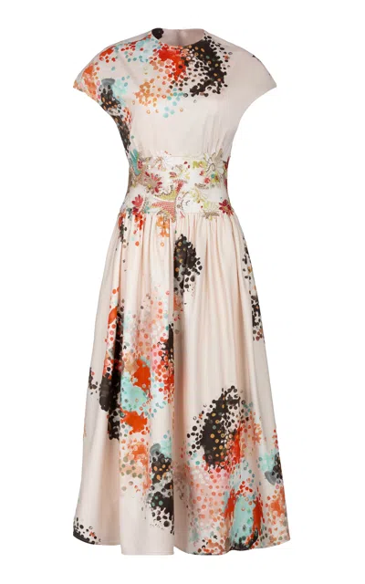 Silvia Tcherassi Macaria Cotton-blend Midi Dress In Neutral
