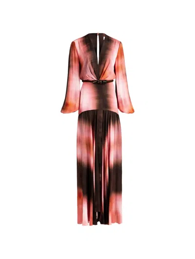 Silvia Tcherassi Maialen Tie-dye Belted Maxi Dress In 핑크
