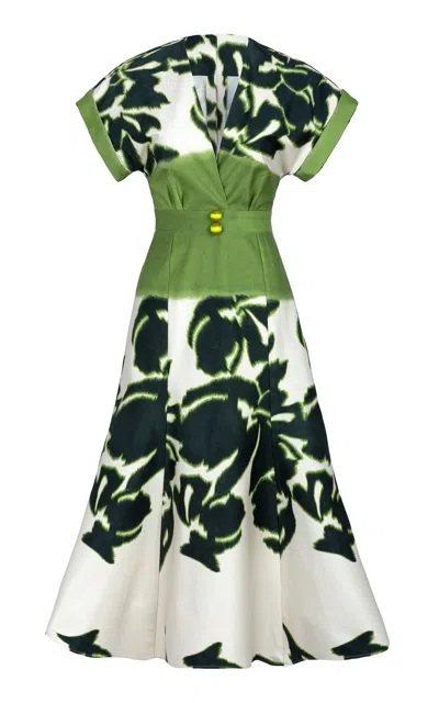Silvia Tcherassi Maida Cotton-blend Midi Dress In Multi