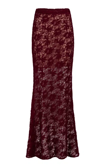 Silvia Tcherassi Malek Cotton Maxi Skirt In Burgundy