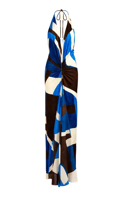 Silvia Tcherassi Malek Halter Maxi Dress In Multi