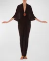 Silvia Tcherassi Malu Brooch-detail Kaftan Dress In Brown