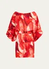 Silvia Tcherassi Manon Abstract Off-shoulder Mini Dress With Belt In Mutli Abstract Ro