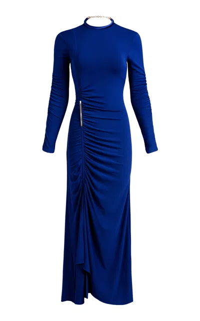 Silvia Tcherassi Mara Ruched Maxi Dress In Blue