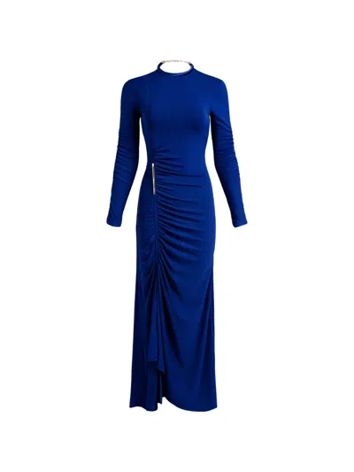 Silvia Tcherassi Mara Ruched-detail Midi Dress In Blue