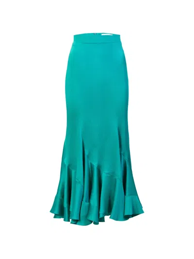 Silvia Tcherassi Marlene Ruffled Midi Skirt In Blue
