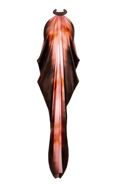 Silvia Tcherassi Mene Silk-blend Halter Maxi Dress In Multi