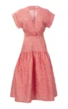 Silvia Tcherassi Metaponto Brocade Midi Dress In Pink