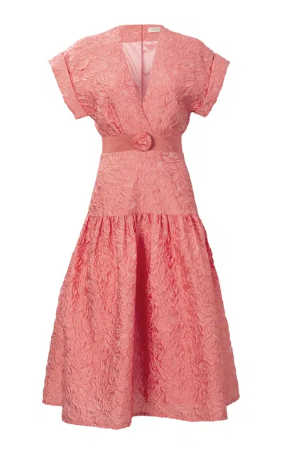 Silvia Tcherassi Metaponto Brocade Midi Dress In Pink