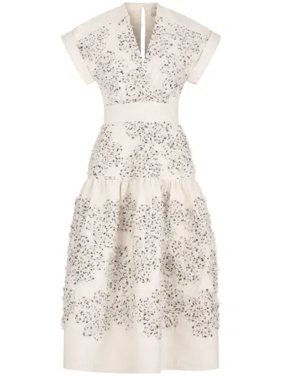Silvia Tcherassi Metaponto Midi Dress In Neutrals