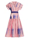 Silvia Tcherassi Metaponto V-neck Midi Dress In Pink