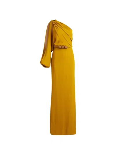 Silvia Tcherassi Minerva One-shoulder Maxi Dress In Yellow
