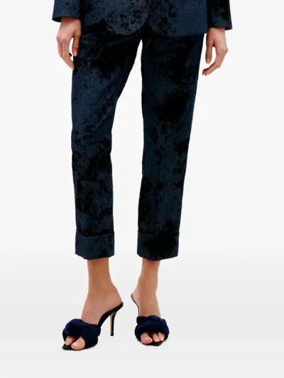 Silvia Tcherassi Moad Velvet-effect Trousers In Blue