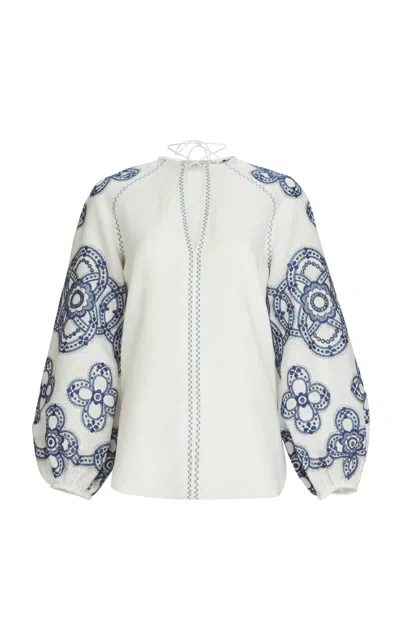 Silvia Tcherassi Molveno Linen-cotton Top In Multi