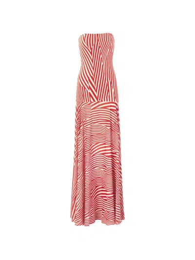 Silvia Tcherassi Muriel Striped Strapless Maxi Dress In Red