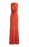 Silvia Tcherassi Naga Twisted Cutout Jersey Maxi Dress In Orange