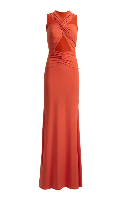 Silvia Tcherassi Naga Twisted Cutout Jersey Maxi Dress In Orange