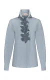 Silvia Tcherassi Naroa Embellished Cotton Shirt In Blue