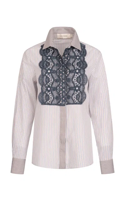 Silvia Tcherassi Naroa Embellished Cotton Shirt In Stripe
