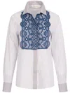 Silvia Tcherassi Naroa Embellished Cotton Shirt In Blue