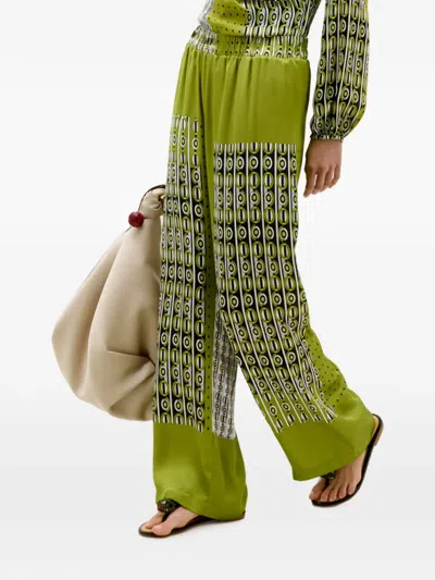 Silvia Tcherassi Nerea Abstract-print Trousers In Green
