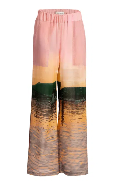 Silvia Tcherassi Nerea Printed Cotton Wide-leg Pants In Pink