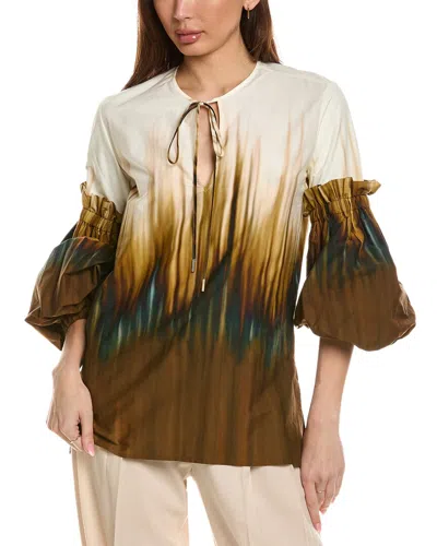 Silvia Tcherassi Neyla Silk-blend Blouse In Brown