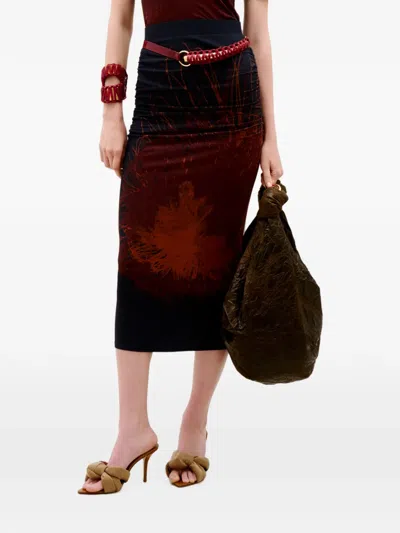 Silvia Tcherassi Niove Ruched Printed Mid Skirt In Multi