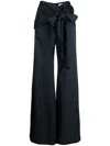 Silvia Tcherassi Noa Satin High-waisted Trousers In Blue