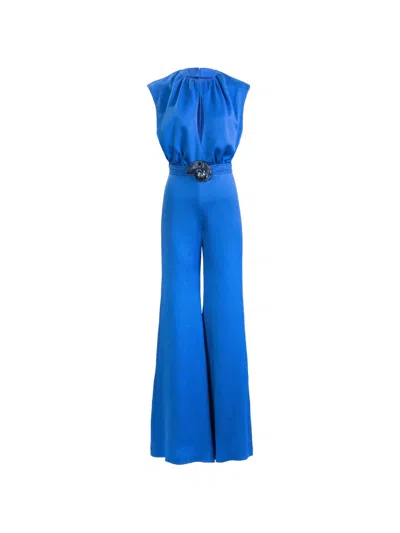 Silvia Tcherassi Noel Belted Jumpsuit In Blue