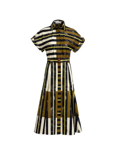 Silvia Tcherassi Noor Striped Midi Dress In Gray