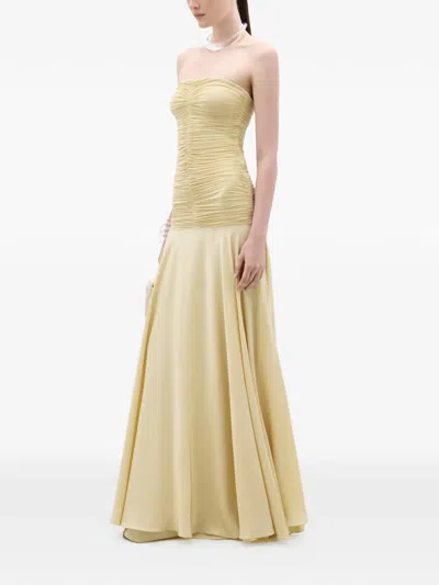 Silvia Tcherassi Norma Ruched Silk-blend Maxi Dress In Brown