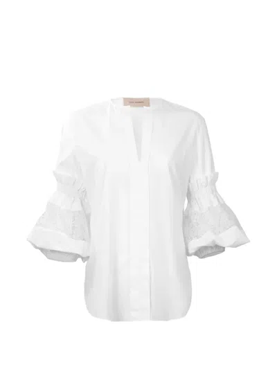 Silvia Tcherassi Nuru Lace Blouse In White