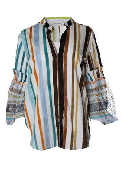 Silvia Tcherassi , Nuru Striped Puff-sleeve Blouse In Multi