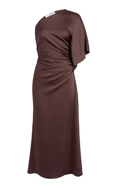 Silvia Tcherassi Oby Silk-blend Midi Dress In Brown