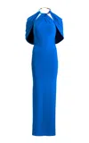 Silvia Tcherassi Odele Cape-detailed Jersey Maxi Dress In Blue