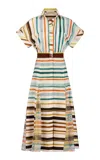 Silvia Tcherassi Odila Striped Cotton Midi Dress In Multi