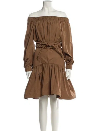 Pre-owned Silvia Tcherassi Off-the-shoulder Knee-length Dress In Brown