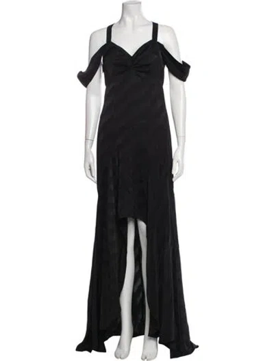 Pre-owned Silvia Tcherassi Off-the-shoulder Long Dress In Black