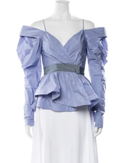 Pre-owned Silvia Tcherassi Off-the-shoulder Long Sleeve Blouse In Blue