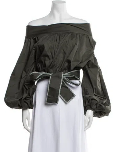 Pre-owned Silvia Tcherassi Off-the-shoulder Long Sleeve Blouse In Green