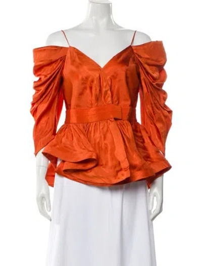 Pre-owned Silvia Tcherassi Off-the-shoulder Long Sleeve Blouse In Orange