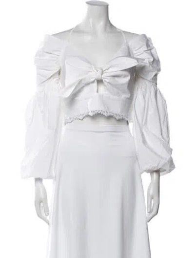 Pre-owned Silvia Tcherassi Off-the-shoulder Long Sleeve Blouse W/ Tags In Neutrals