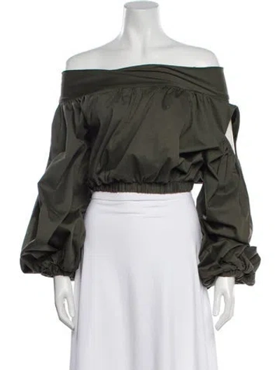 Pre-owned Silvia Tcherassi Off-the-shoulder Long Sleeve Crop Top In Green