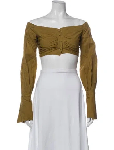 Pre-owned Silvia Tcherassi Off-the-shoulder Long Sleeve Crop Top In Green