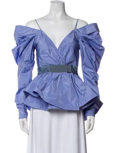 Pre-owned Silvia Tcherassi Off-the-shoulder Long Sleeve Top In Blue
